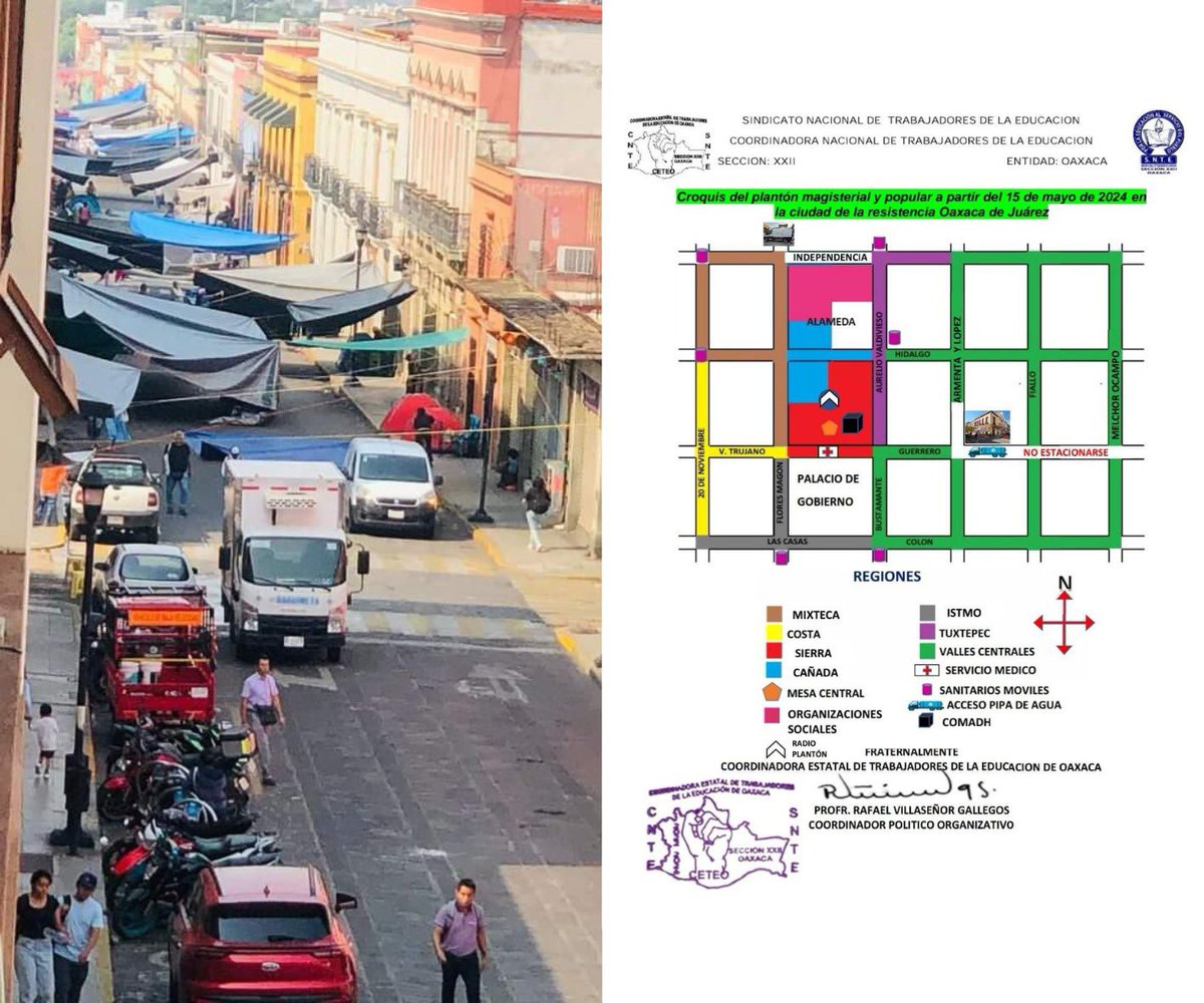 CentralQNoticia's tweet image. #AlertaVial | Calles #Bloqueadas en el Centro Histórico de Oaxaca debido a las movilizaciones de los trabajadores de la #SNTE y la #CNTE:

🛑Av. Independencia de Porfirio Díaz a Av. Juárez.
🛑Calle de Hidalgo desde J. P. García hacia Melchor Ocampo. 
🛑Calle Guerrero de