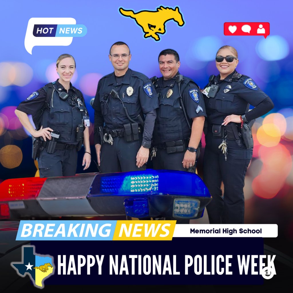💛👮‍♂️🚔 Happy National Police Week! 🚨👮‍♀️🩵 This week, we honor and celebrate the dedication, sacrifice, and bravery of our law enforcement officers. Thank you for your unwavering commitment to keeping our Mustangs safe. #1PRIDE #mcallenisd