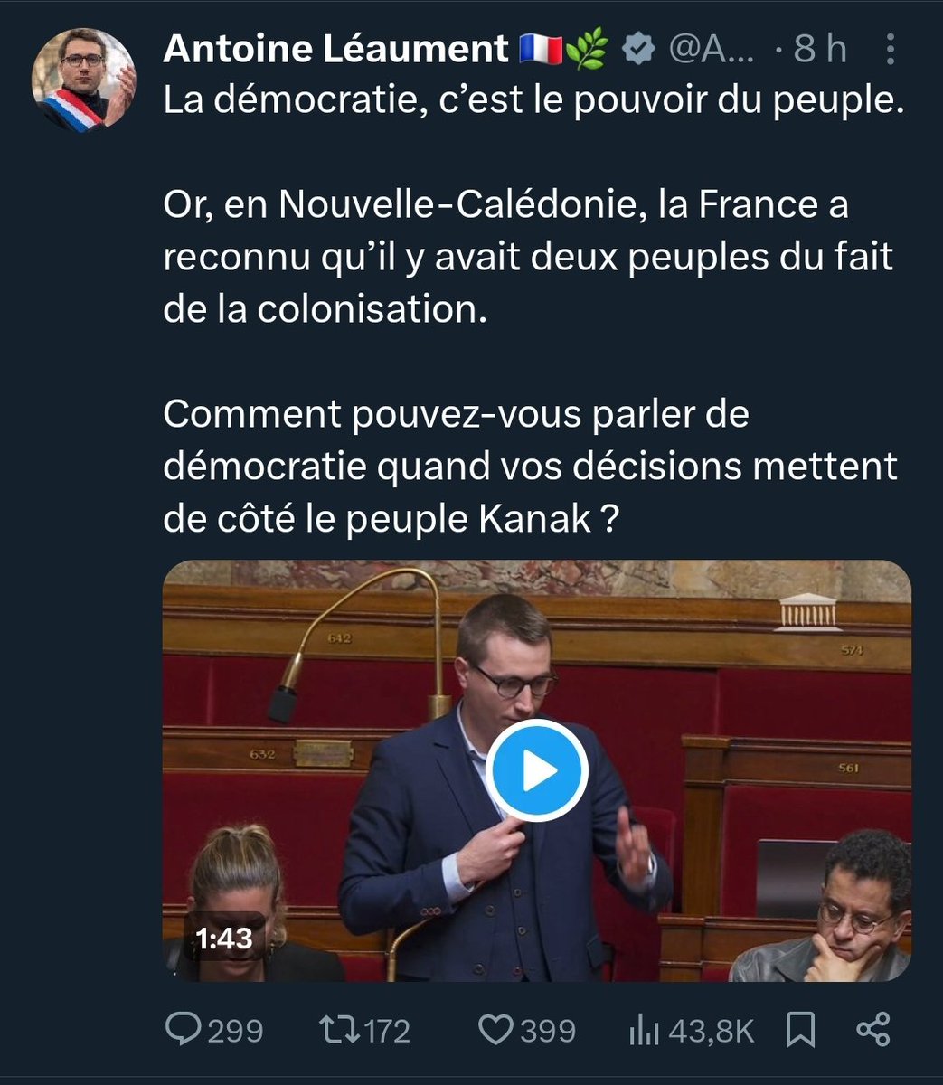 Antoine Léaument à 14h : il faut inscrire le droit du sol dans la Constitution

Antoine Léaument à 11h : ceux qui sont nés en Nouvelle-Calédonie et y ont habité toute leur vie mais n'ont pas les bons ascendants ne doivent pas pouvoir voter