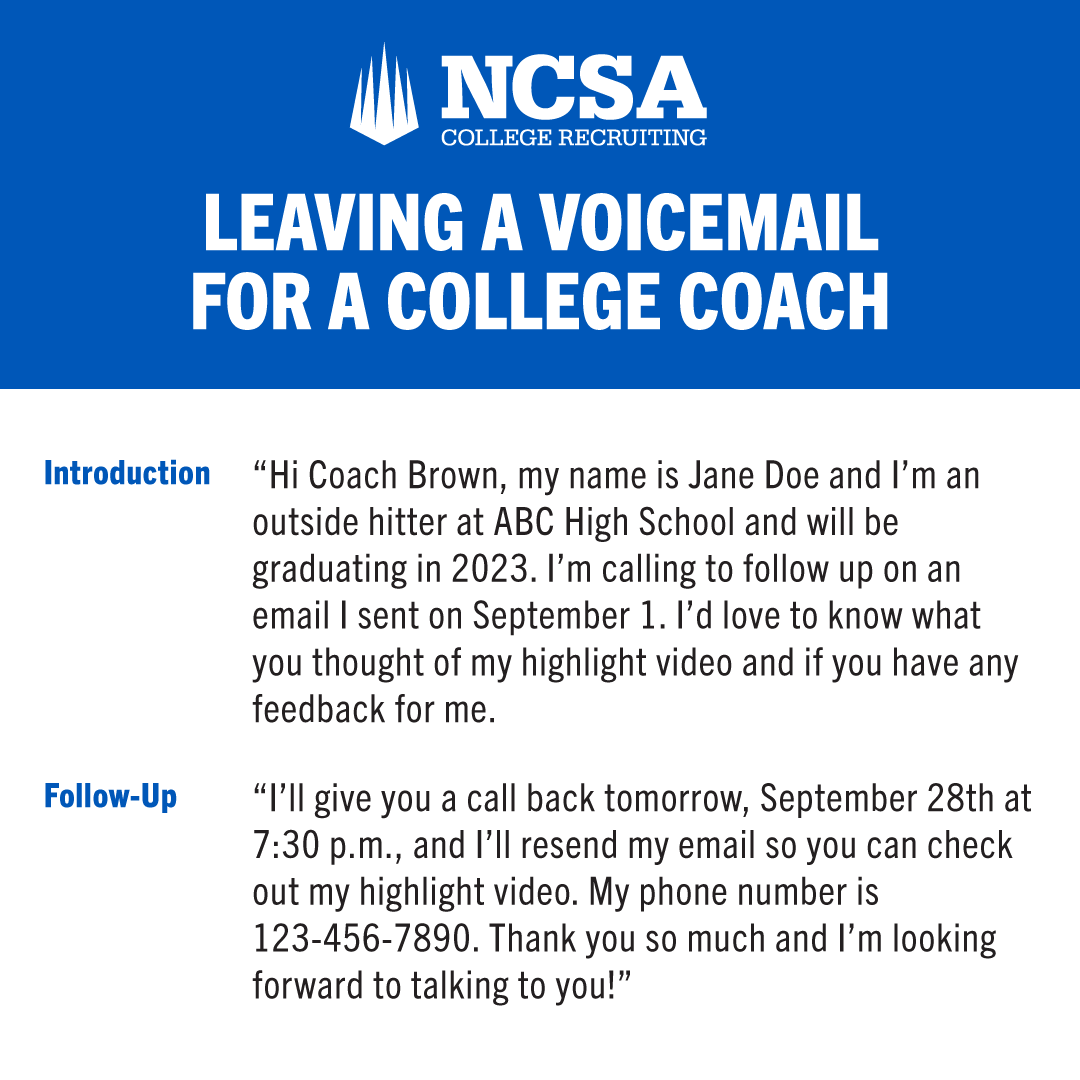 Picking up the phone and calling a coach is a great idea, but what if they don't answer? A great voicemail can be key to continuing your conversations with that coach. Check out the sample script in the post and head to our website to learn more. 🔗: bit.ly/3V0Dtpn