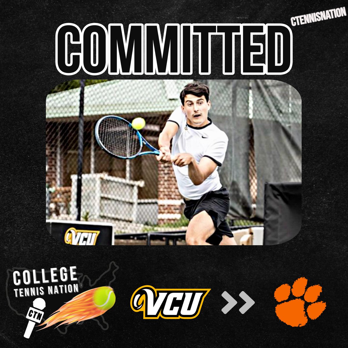 🚨BREAKING: VCU Transfer Romain Gales has committed to Clemson, sources tell CTN. 

Gales played at lines 4 and 5 singles for the Rams, going 17-5 in dual matches this spring. (12.82 UTR)