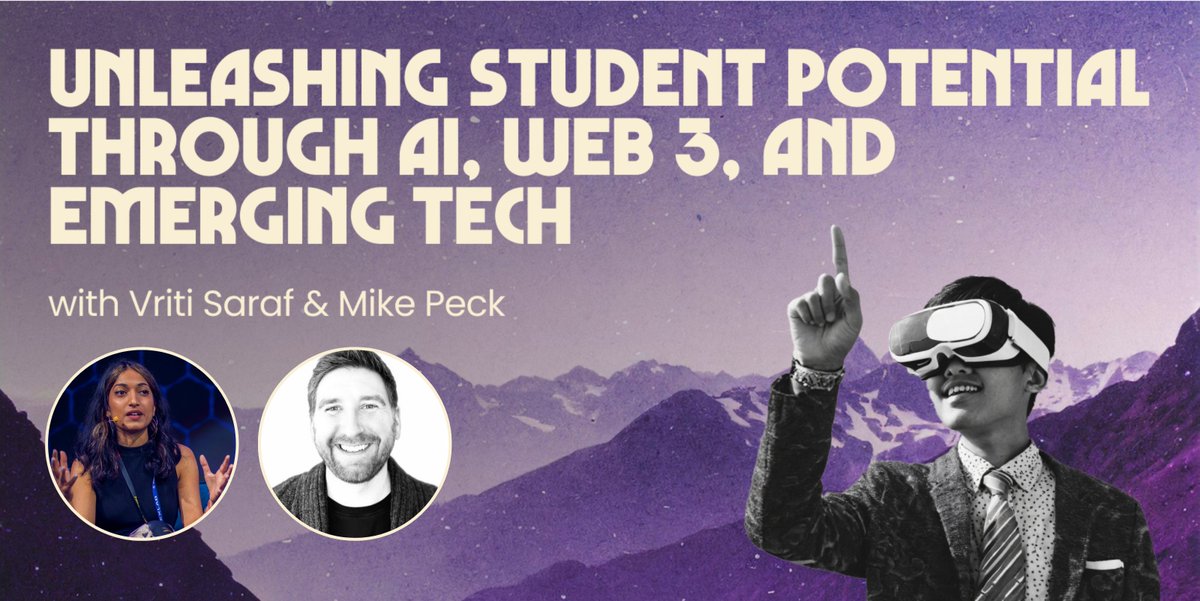 🎉 Introducing our first Keynote Speakers of #WakeletCommunityWeek 2024! 🎉 @VritiSaraf and @EdTechPeck, who will be presenting “Unleashing Student Potential through AI, Web 3, and Emerging Tech”⚡️ Don't miss this one! Grab your Tickets here 🎟️ - bit.ly/3UYHDOL
