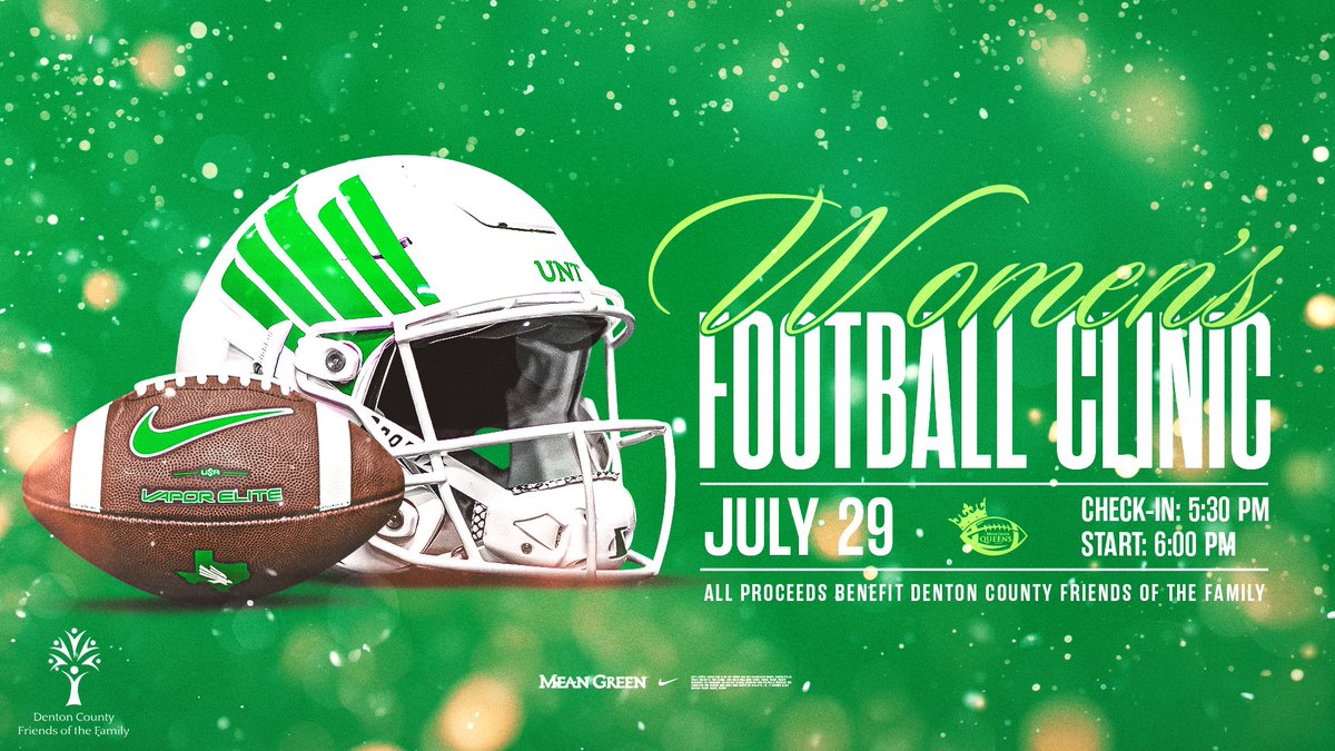 🚨Calling all Mean Green Queens🚨 Join us for our Women’s Football Clinic on July 29th Register at: northtex.as/4dINW0k #GMG🦅