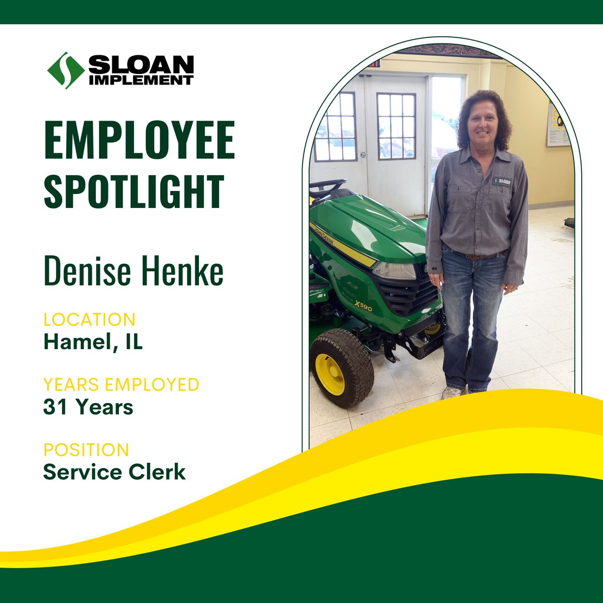 Employee Spotlight! 🌟👏 - Denise has been with John Deere for 31 years and Sloan Implement for 23 years. Denise has played a large role in Hamel's success over the years and has always been dependable and someone all employees lean on. We appreciate your dedication and support!