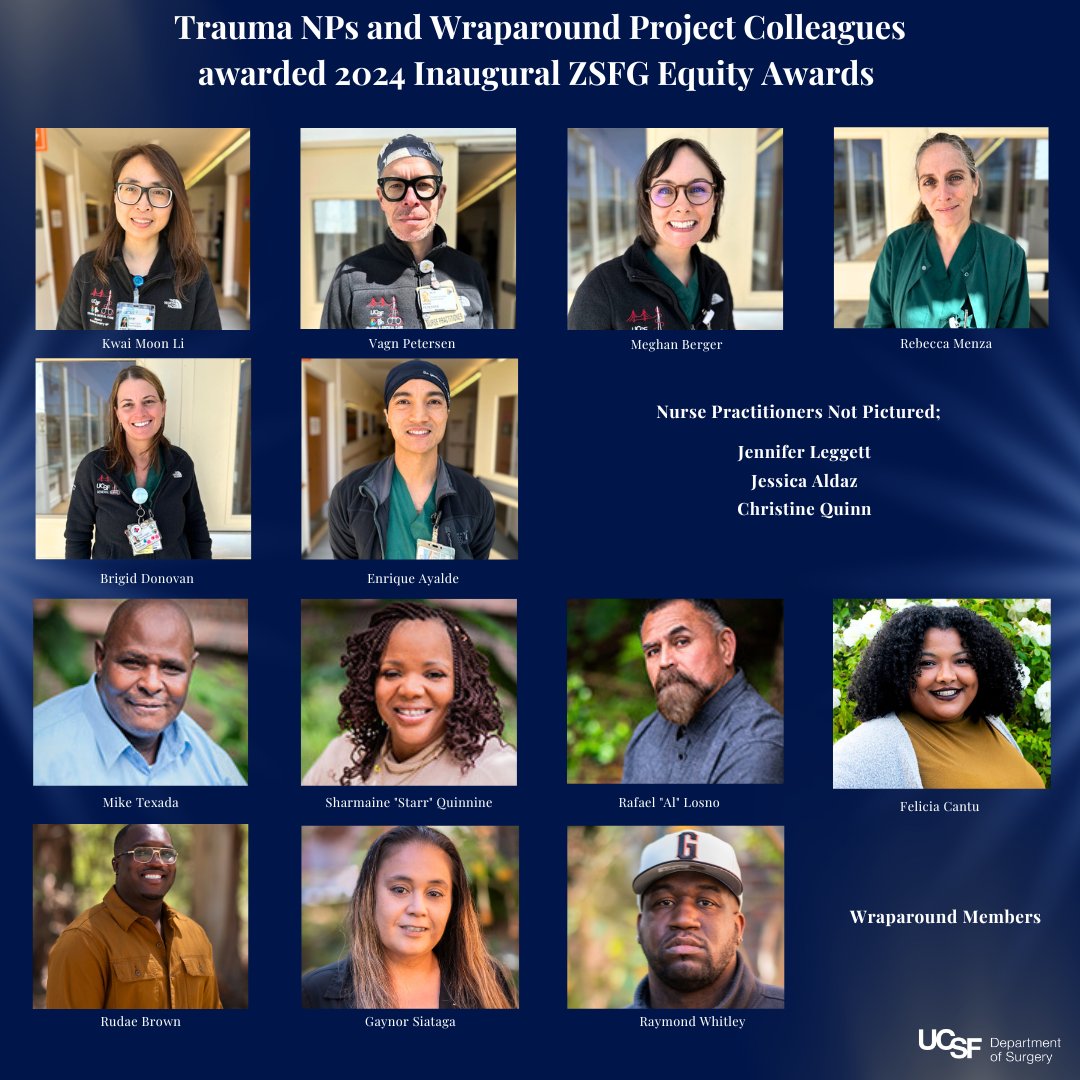 ‼️Right now @ZSFGCare is hosting its First Annual Equity Awards in Carr Auditorium! We are happy to announce our Trauma NP & @UCSFWraparound teams have won Inaugural Equity Awards. Below are the 1⃣6⃣ individuals (3 not pictured) who each are taking one home. #EquityAwards #ZSFG