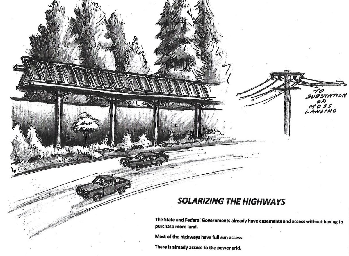 A Mercury News reader’s sketch of solar along right-of-ways.. ☀️