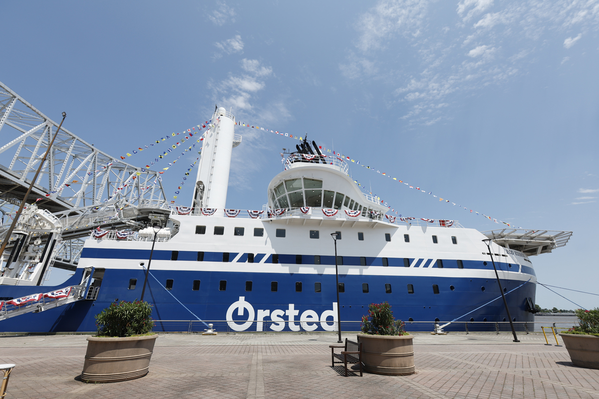 Offshore wind supports American shipbuilding. 🚢 This weekend in Louisiana, #ACPMember @OrstedUS christened the ECO Edison, the first-ever US-made offshore wind service operations vessel, which will be vital to the construction of offshore wind projects in the Northeast. Great