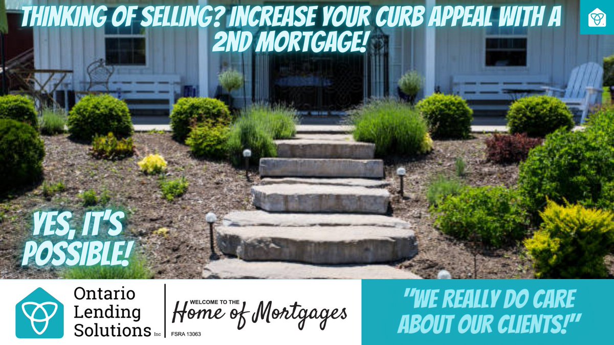 A 2nd mortgage can help you make those cosmetic upgrades that make your home more appealing to buyers and potentially fetch a higher selling price. Schedule a free consultation today! #sellyourhome #CurbAppeal #SecondMortgage #mortgage #mortgagebroker #mortgagetips