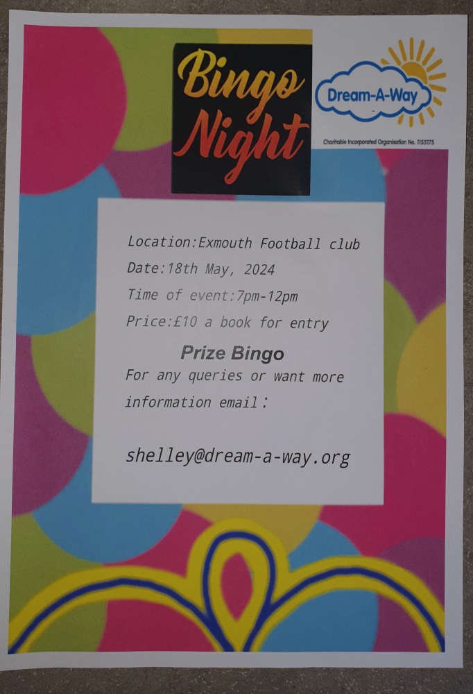 NEXT UP AT #ETFC 💙🤍 We will be hosting a charity Bingo Night at the club this Saturday for Dream-A-Way! It is £10 a book for entry and the event begins at 7pm, if you want to find out more email the address 👇 #UTT