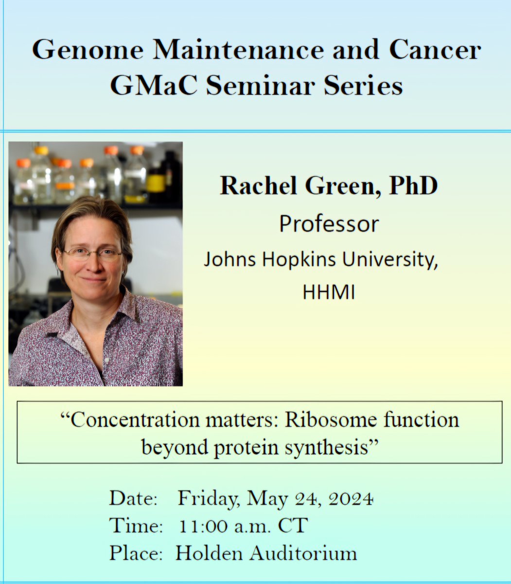 Plan your time for the next Friday, @RGreenRNA and head of the @GreenLabJHMI is in town.