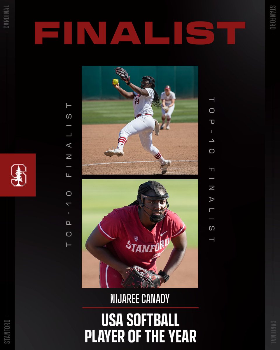 Among the nation's 10 best. Obviously. @CanadyNijaree has been named a Top-10 Finalist for the USA Softball Collegiate Player of the Year! 📰 tinyurl.com/ykdjp9z9 #GoStanford