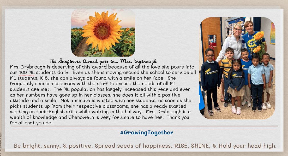 Ms. Drybrough is PURE SUNSHINE! 🌻