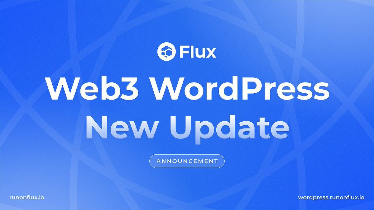 🚨 Attention dear #Flux WordPress users!

If you installed our Web3 #WordPress solution before March 12, 2024, we have a quick update to ensure everything runs smoothly with the latest MySQL releases.

🧵 Follow instructions in this thread for what you need to do.