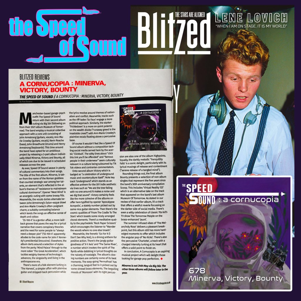 Blitzed Magazine on 'A Cornucopia: Minerva' by The Speed Of Sound (out May 24: orcd.co/thespeedofsoun…): 'An aspiring musical project which will delight those looking for garage pop perfection'. More here: blitzedmag.com/shop/ #BlitzedMagazine #TheSpeedOfSound #IndieRock