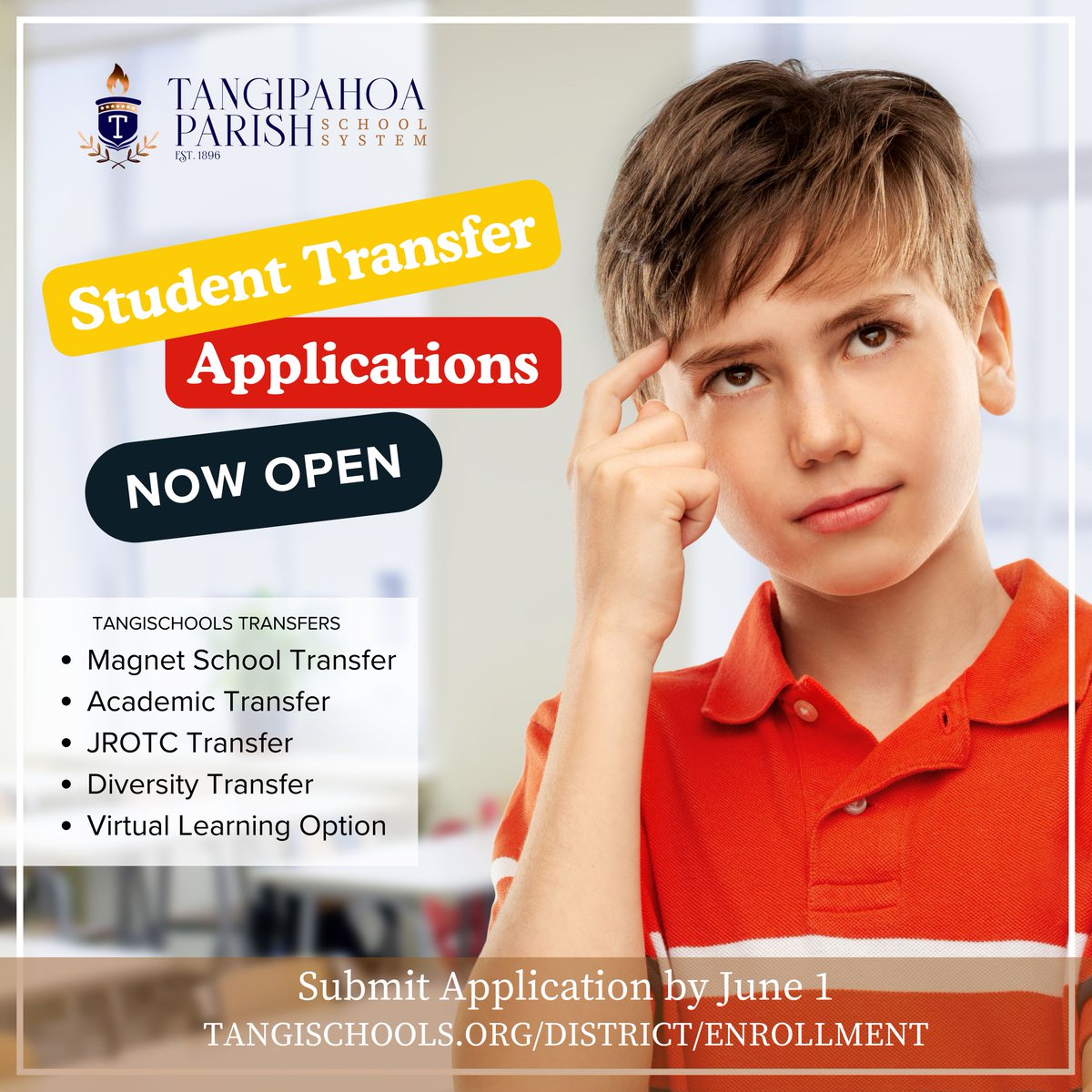 Thinking about your options for next school year? Tangi offers Student Transfers. Visit us online to learn more. tangischools.org/district/enrol… Call 985-474-8691 for more information.