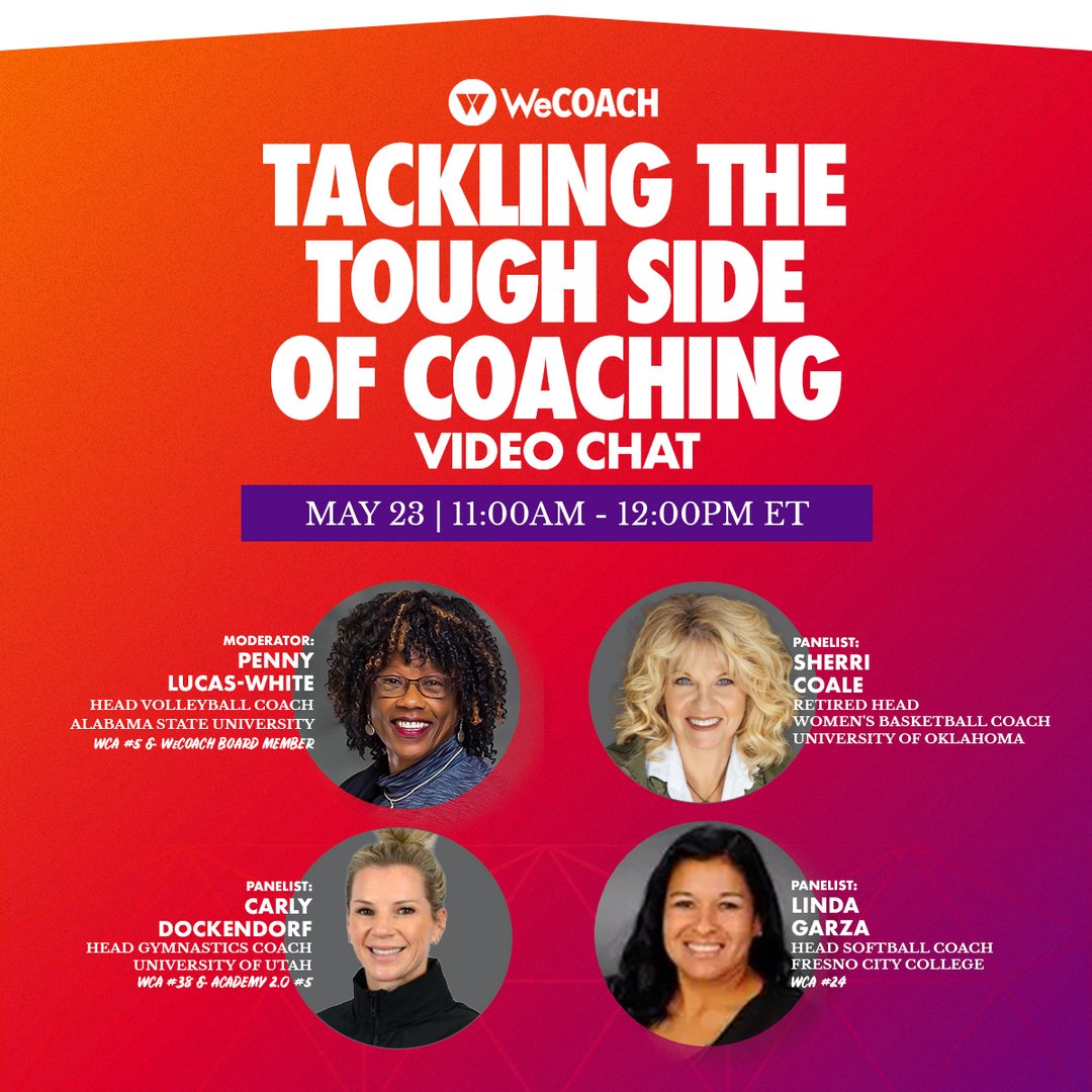 🗣️Video Chat Announcement: Tackling the Tough Side of Coaching Join our panel discussion of resilient coaches who have navigated tough issues, overcome obstacles, and emerged stronger than ever. Details below ⬇️ 📅 May 23 ⏰ 11:00AM ET 🔗 bit.ly/WeCOACHVideoCh… #WeTEACH