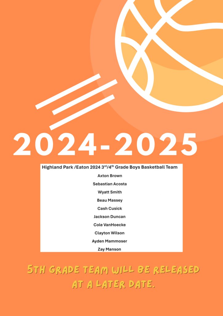 Congratulations to the 3rd and 4th grade basketball team for the 2024-2025 school year.