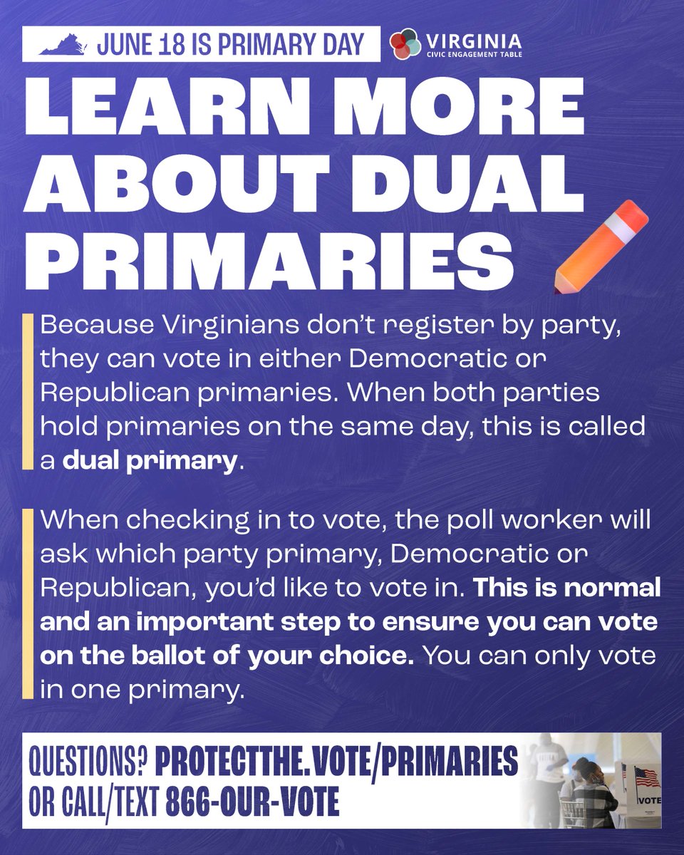 Depending on where you live, both parties might be holding primaries. You'll have to tell the poll worker whether you'd like to vote in the Democratic or Republican primary when you go to vote. Questions? Text us at 866-OUR-VOTE.