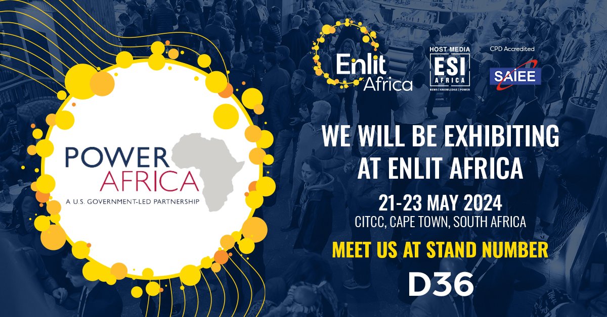 Less than 1 WEEK to go to #EnlitAfrica2024! We can’t wait to see you at the #PowerAfrica U.S. Pavilion.

📍 We're at Stand D36 along w/ 10 U.S. Companies + our experts are on stage throughout the event!

🟡 REGISTER + PROGRAM: ow.ly/i47v50RyrWO

@EnlitAfrica @USConsulateCT