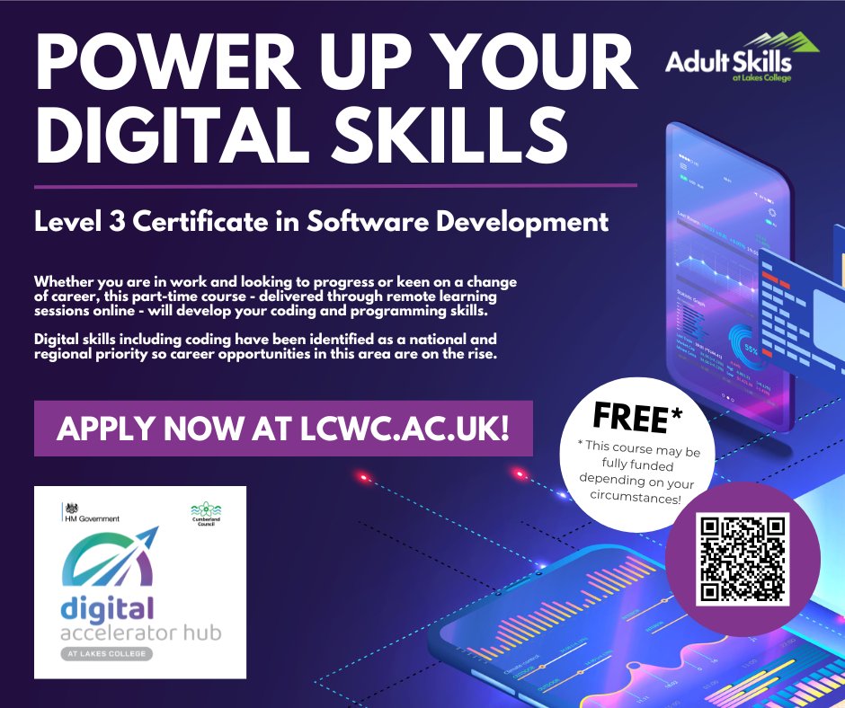 Our Level 3 Certificate in Software Development part-time course - delivered fully online - gives adults the coding and programming skills needed for the digital sector.

Apply here: ow.ly/Z2pE50RzgG4

#SkillsForLife #ItAllStartsWithSkills