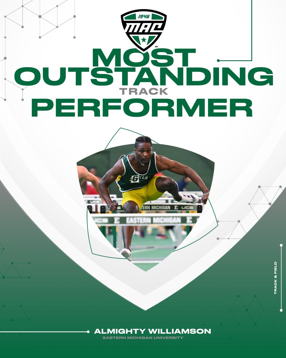 MAC Men’s Outdoor Track & Field Most Outstanding Track Performer is Eastern Michigan’s Almighty Williamson! @EMUXC_TF | #MACtion