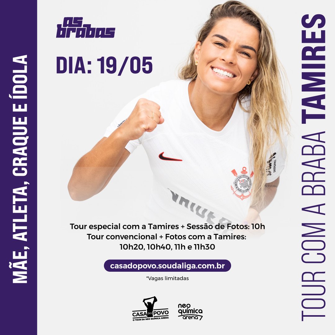 Mãe, atleta, craque e ídolo! Vem pro tour com a nossa BRABA, Tamires! casadopovo.soudaliga.com.br