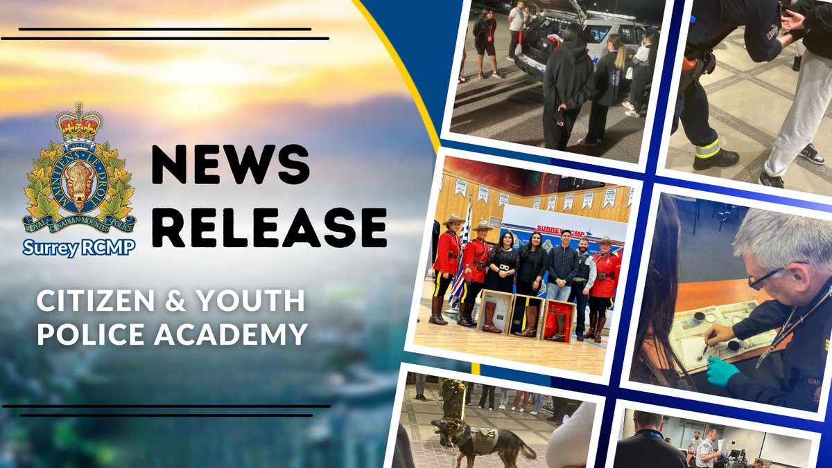 SurreyRCMP's tweet photo. If you’ve always wanted to know more about policing &amp; how investigations work, the Surrey RCMP Citizen and Youth Academy offers a unique opportunity to learn directly from our officers! 

Applications are now being accepted for the fall program. Read more: https://t.co/JToqkmsU8Y https://t.co/ByjF3Kzy3m