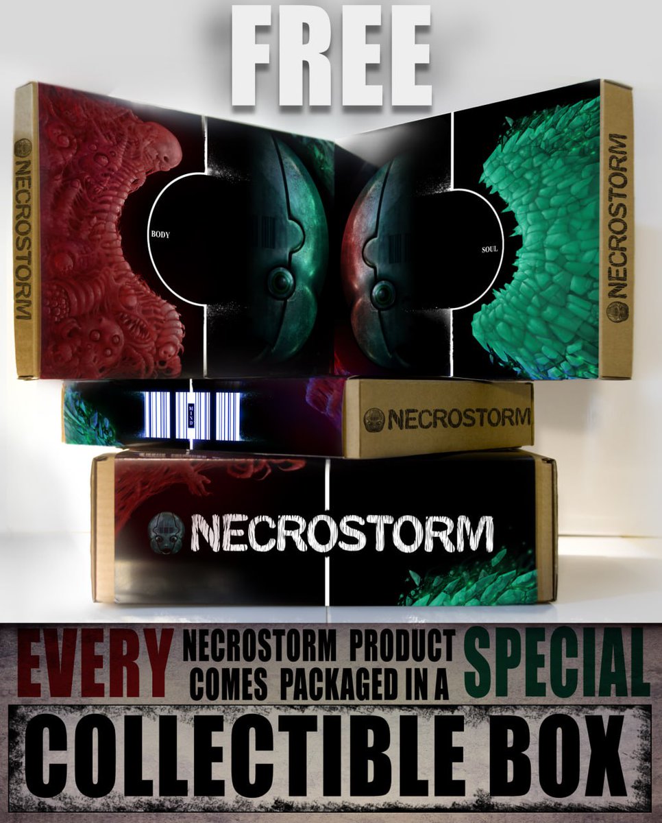 Now, with EVERY order, your Necrostorm products come packaged in a special Collectible Box. Get ready to unbox and collect! ✨📦✨
Only on necrostorm.com
#Necrostorm #Gore #Action #CollectibleBox #Unboxing