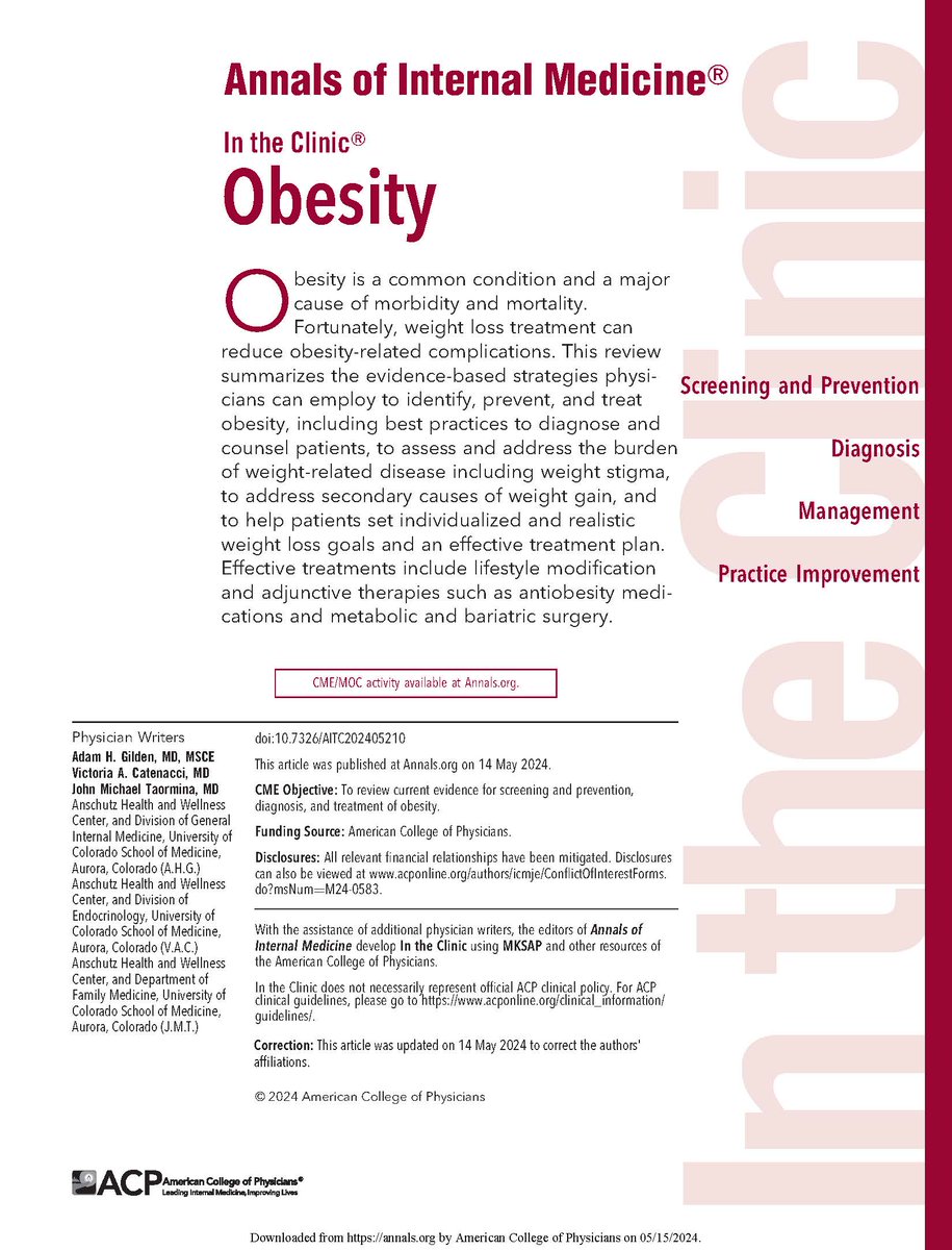 A new #InTheClinic covers screening, prevention, diagnosis and management of #obesity: ow.ly/lwAZ50RH6Jh