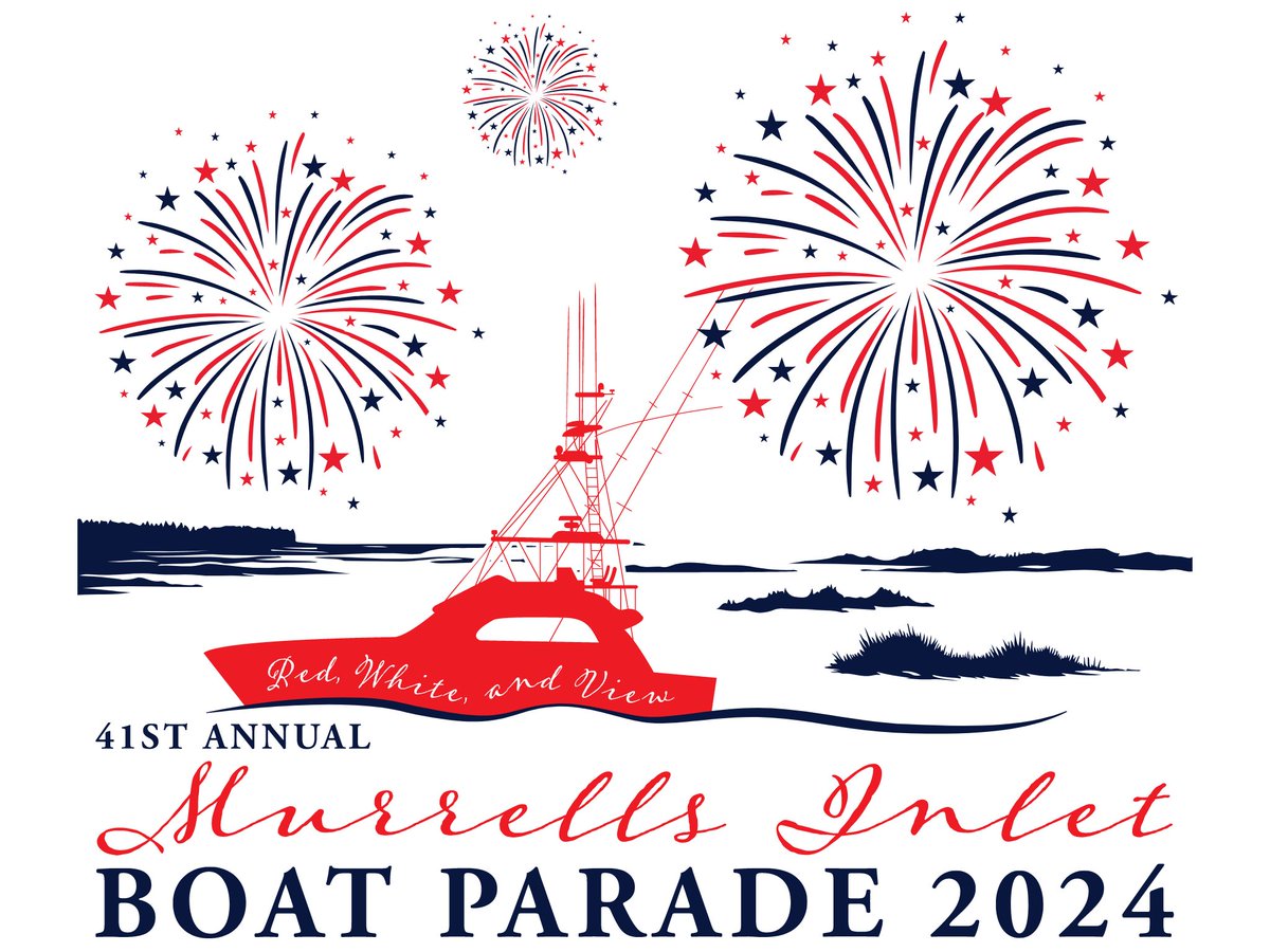 The 41st Annual Murrells Inlet Boat Parade is on its way! The theme this year is 'Red, White, and View'. 🎆⛵