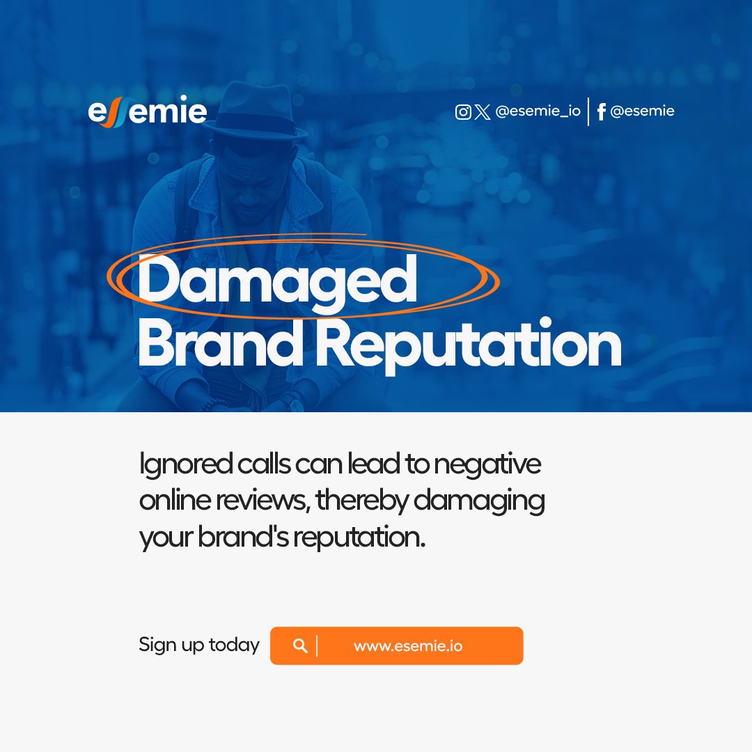 Unanswered calls can lead to a domino effect of negative consequences. Stay on top of your customer interactions and protect your brand's reputation!

#esemie #esemiebusiness #nigerianstartups #saassulutions #businesstools #call #customer #badreviews #lostsales