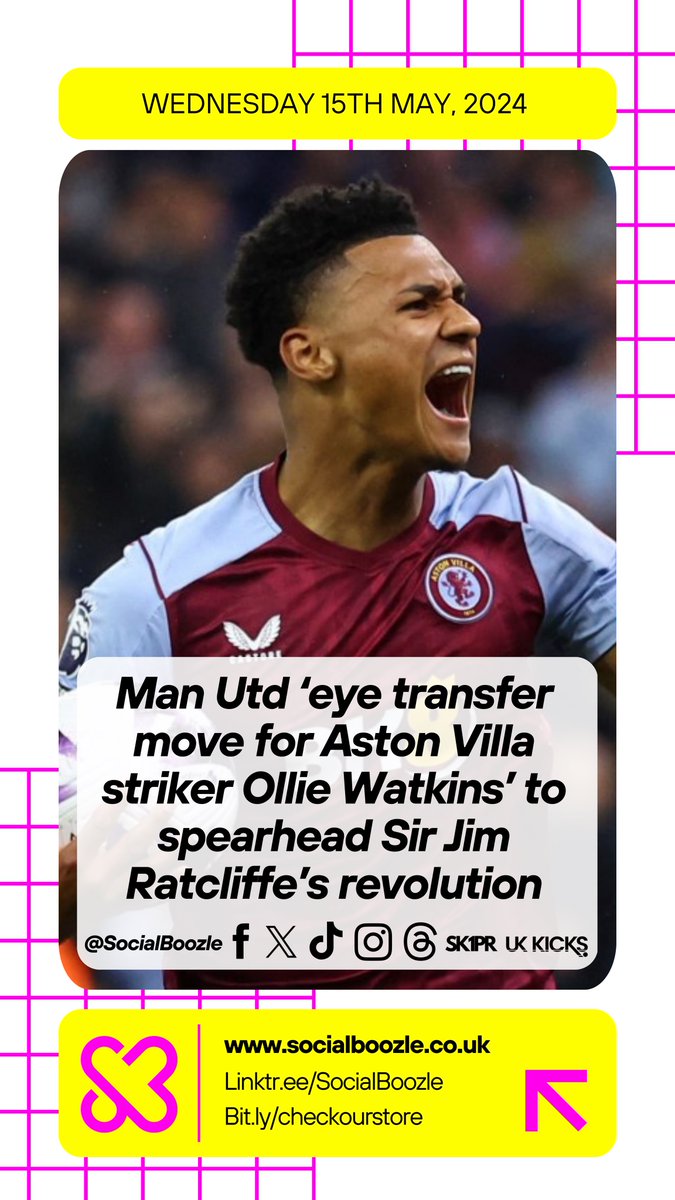 🗣️ Why would he leave a club that’s been on the up for the last couple of years and champions league football to go to Old Trafford ?  No chance ? 

• #AVFC #MUFC #OLLIEWATKINS 

SocialBoozle.co.uk | Linktr.ee/SocialBoozle | Bit.ly/checkourstore