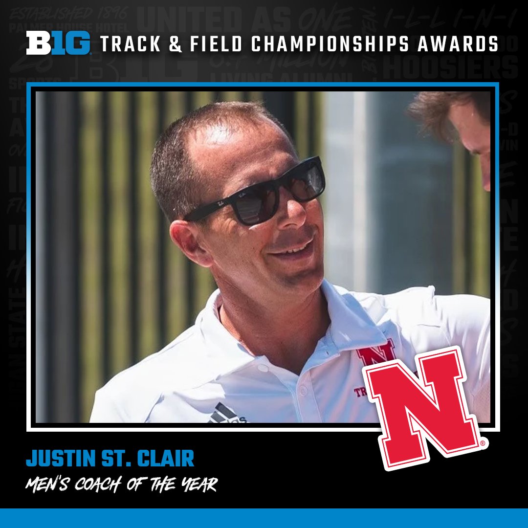 The #B1GTF Women’s Coach of the Year is @GopherCCTF’s Matt Bingle and Men’s Coach of the Year is Justin St. Clair of @HuskerTFXC!