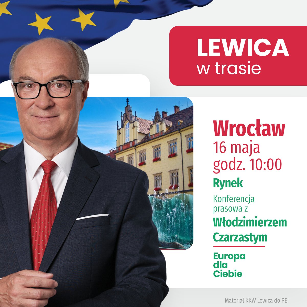 Już jutro spotkajmy się we Wrocławiu! 🔥 Wspólnie z marszałkiem @wlodekczarzasty zapraszamy Was na wrocławski rynek! Bądźcie z nami od 10:00. Do zobaczenia! 👋🏻 #EuropaDlaCiebie