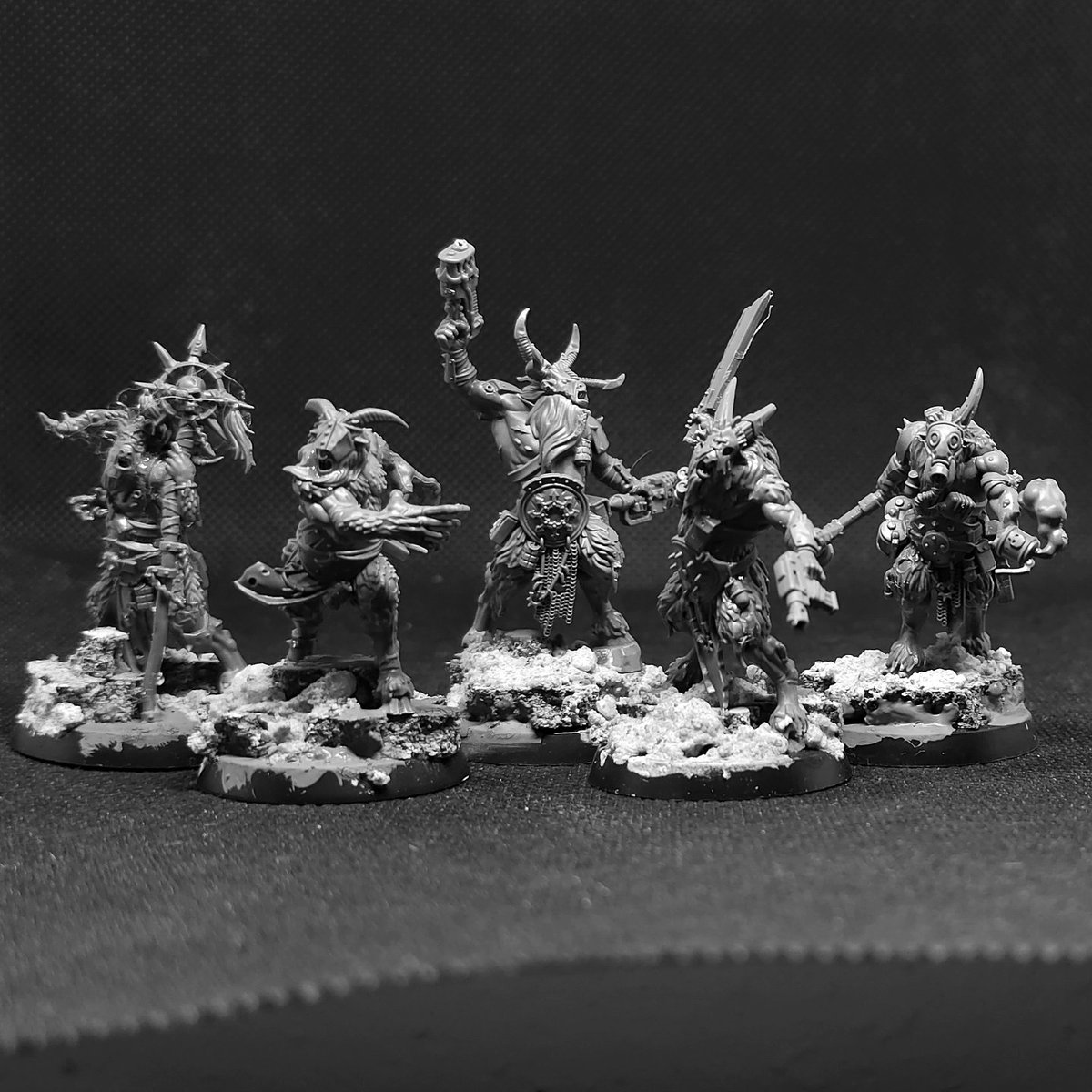 TheHolyFireman's tweet photo. WIP Wednesday
I heard that in the new CSM codex beastmen are "unplayably bad" so of course I got stoked about them &amp; immediately built a bunch. Who needs a good army when you can have a cool army?
#warhammercommunity #holyfireminis https://t.co/8DPoVMd56o