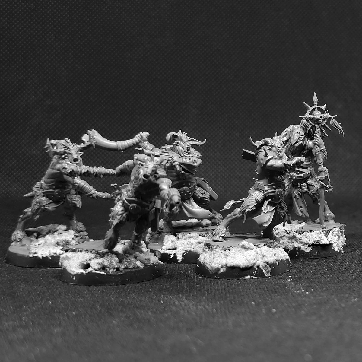 TheHolyFireman's tweet photo. WIP Wednesday
I heard that in the new CSM codex beastmen are "unplayably bad" so of course I got stoked about them &amp; immediately built a bunch. Who needs a good army when you can have a cool army?
#warhammercommunity #holyfireminis https://t.co/8DPoVMd56o