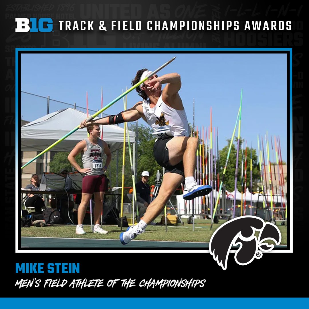 Devin Augustine of @GopherCCTF is the Men’s Track Athlete of the #B1GTF Outdoor Championships and @IowaXC_TF’s Mike Stein is the Men’s Field Athlete of the Championships!