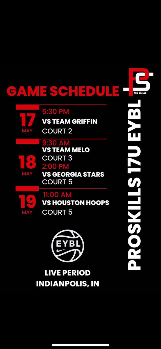 Ready and excited for the 1st live period this weekend in Indianapolis with @ProSkillsEYBL