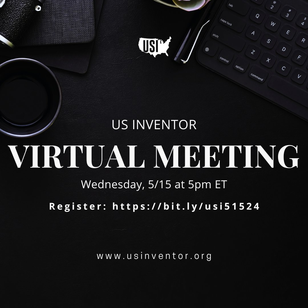 Join us for our weekly virtual meeting on Wednesday, 5/15/24, at 5 pm ET!
📅 Date: Wednesday, May 15th, 2024
⏰ Time: 5:00 pm ET
📍 Location: Virtual

Register here: us02web.zoom.us/meeting/regist…

#USInventor #Zoom #VirtualMeeting