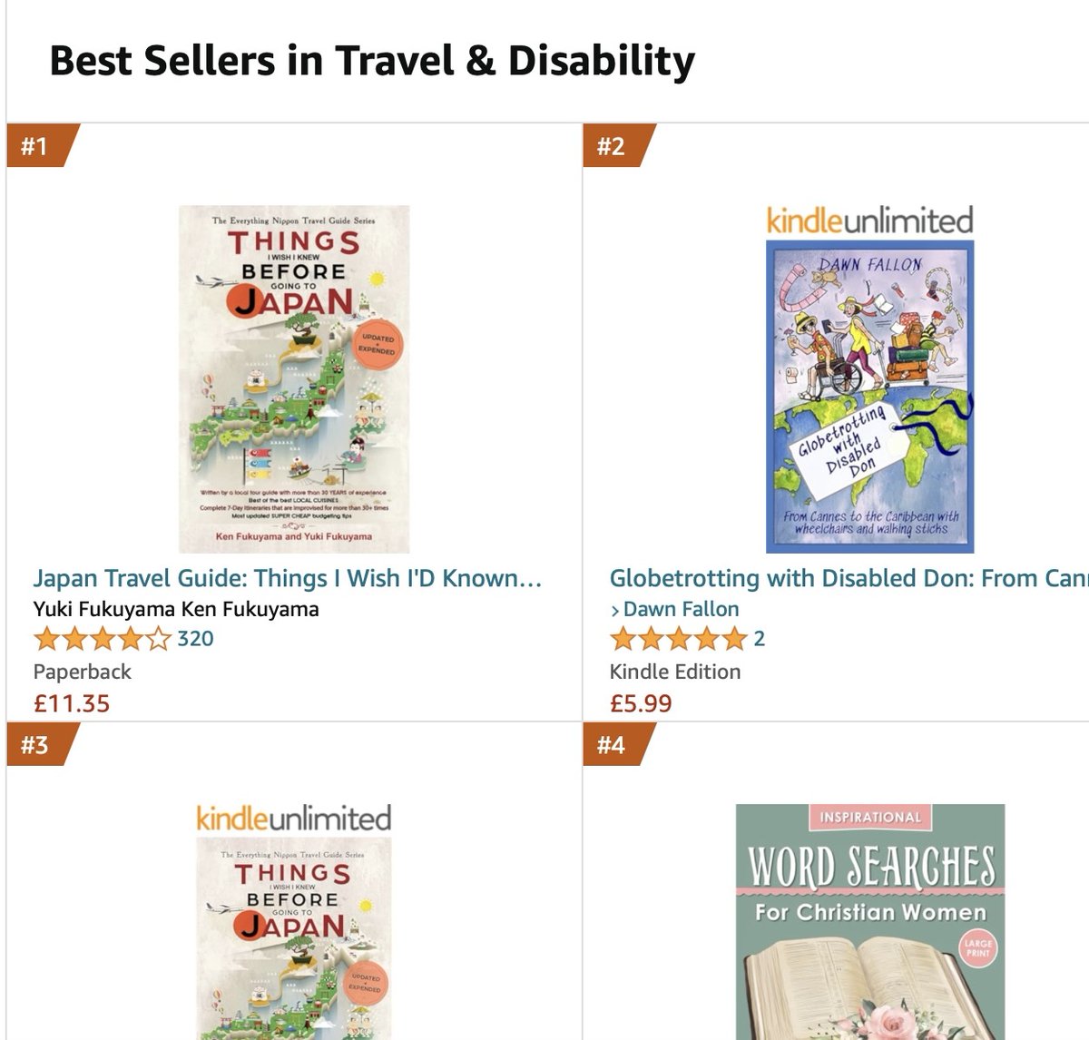 Well am delighted to be #2 Best Seller in Travel & Disability; that is a surprise! #indieauthors
#memoirwriting
#disabledcruising
#disabledtravel
#spinabifida
#cruising
#wheelchairtravel
#france
#switzerland
#austria
#disability
#caribbean
#handcycling
#humour
#DisabilityTwitter
