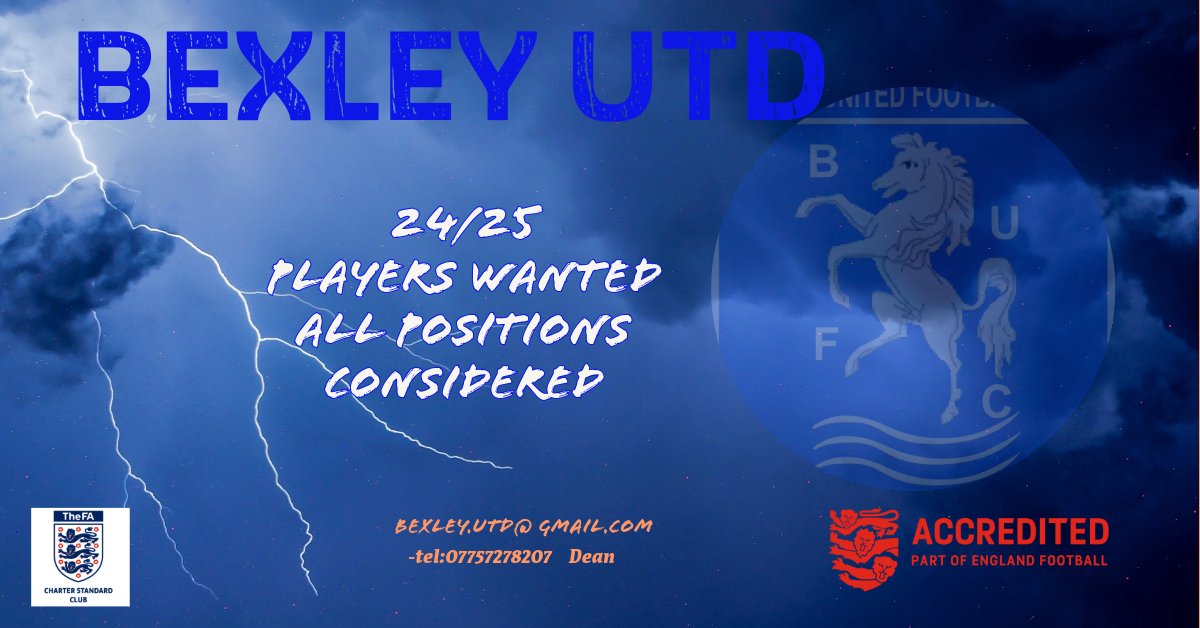 Good evening All  We are looking forward to bolster the current squad and to the new season. Get in touch if you are perhaps looking for a fresh start and feel you have the quality to improve us
@SELKGrassroots @NonLeagueGuys @WESFA_Football 
@OBDSFL @NKentNonLeague @FreeAgentsFC