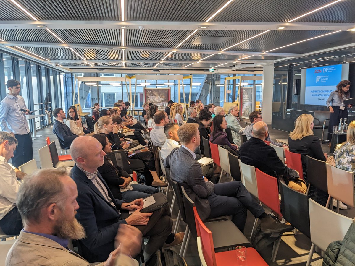 Fantastic crowd and venue for <a href="/fiforumuk/">Financial Inclusion Forum</a> #parametricinsurance and #climateresilience. Thank you #Aon! #financialinclusion