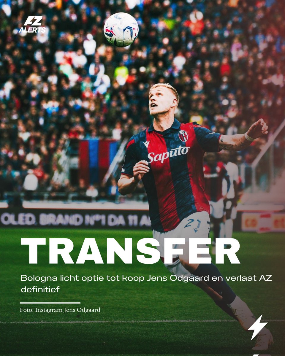 𝐀𝐙 𝐧𝐞𝐞𝐦𝐭 𝐝𝐞𝐟𝐢𝐧𝐢𝐭𝐢𝐞𝐟 𝐚𝐟𝐬𝐜𝐡𝐞𝐢𝐝 𝐯𝐚𝐧 𝐉𝐞𝐧𝐬 𝐎𝐝𝐠𝐚𝐚𝐫𝐝

Jens Odgaard gaat AZ definitief verlaten. De Deen vertrok afgelopen winter op huurbasis naar Bologna. Daarbij bedong de Italiaanse club een koopoptie, die het nu licht. Odgaard kwam in Alkmaar