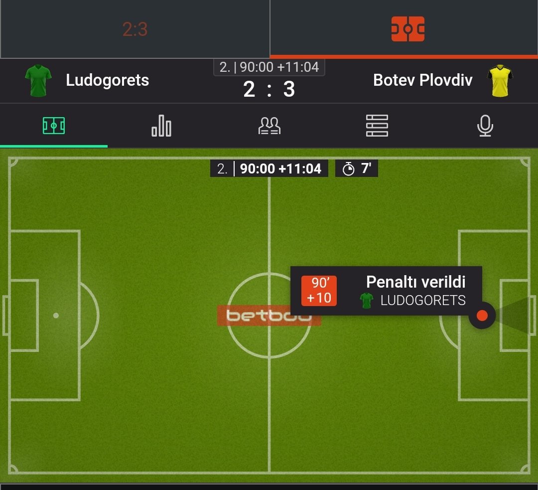 Bulgaristan kupa finalinde Ludogorests-Botev maçına çifte şans oyna,+7 dakika uzatma verilsin,+12'de penaltı kazan,ama o penaltı kaçsın... 😒Üzerimizde kara bulutlar dolaşıyor tüm bunların sebebi Ali Koç eminim.