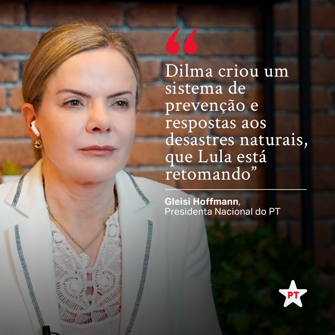 Em artigo publicado hoje, destaco o Plano Nacional de Gestão de Crises e Resposta a Desastres Naturais, uma política do Governo @dilmabr que foi desmontada pelos governos seguintes, mas está sendo retomada pelo presidente @LulaOficial. Convido a que leiam: gleisi.com.br/dilma-criou-um…