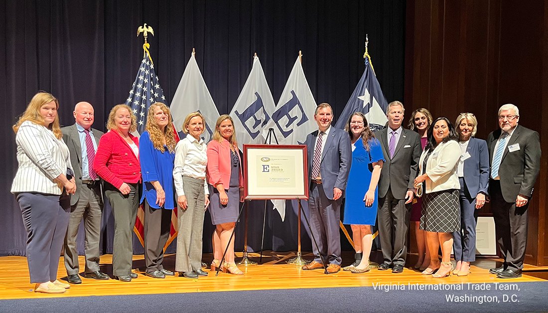 For the second time, @VirginiaExports received the “E Star” Award from the @CommerceGov, the highest export award in the nation presented to those who have made significant contributions to expand U.S. business in international markets. Read more: hubs.ly/Q02xhyHW0