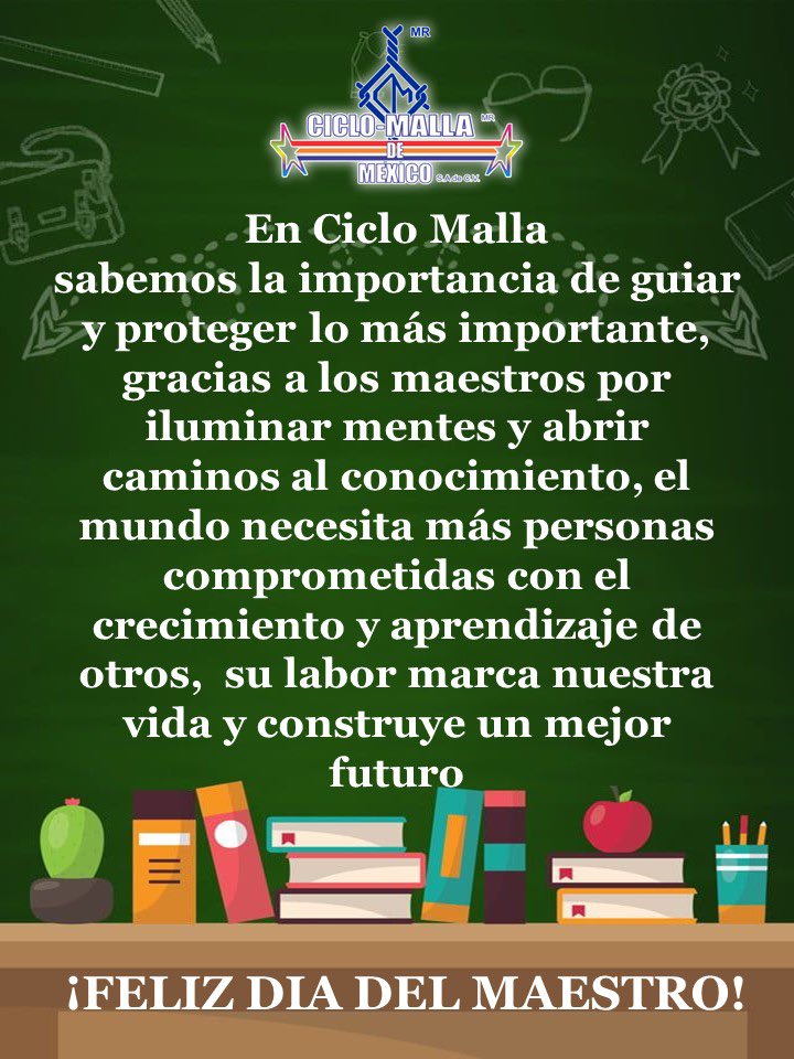 🎊👩🏻‍🏫¡Ciclo Malla festeja a todos los Maestros!👨🏻‍🏫🎊

#diadelmaestro2024 #YoSoyMaestro #yosoyciclomalla #servicioesunaactitud #15Mayo
#maestros #ciclomalla #FestejoDiaDelMaestro