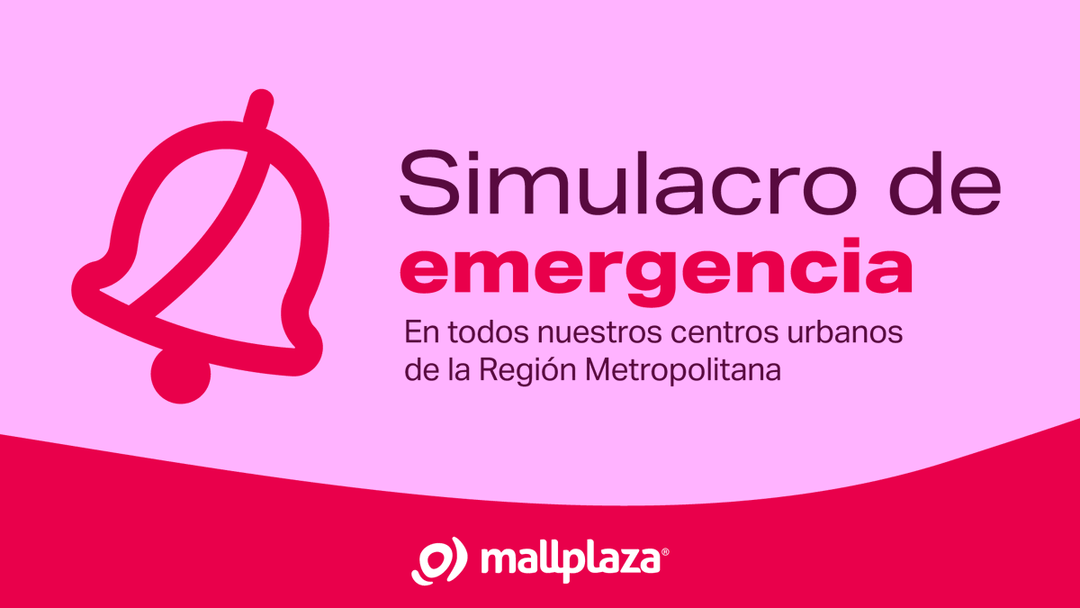 Este jueves 16 (11:00 hrs) llevaremos a cabo simulacros de emergencia en todos nuestros centros urbanos de la RM, con el fin de reforzar protocolos de gestión y respuesta, además de poner en práctica roles y funciones definidas en nuestro Plan de Reducción de Riesgos de Desastres