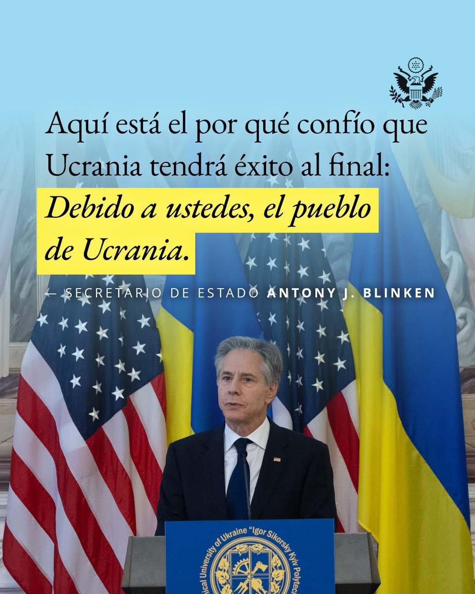 Putin siempre ha subestimado la ferocidad con la que el pueblo libre defenderá su derecho a dar forma a su destino. —@SecBlinken en Kyiv, Ucrania