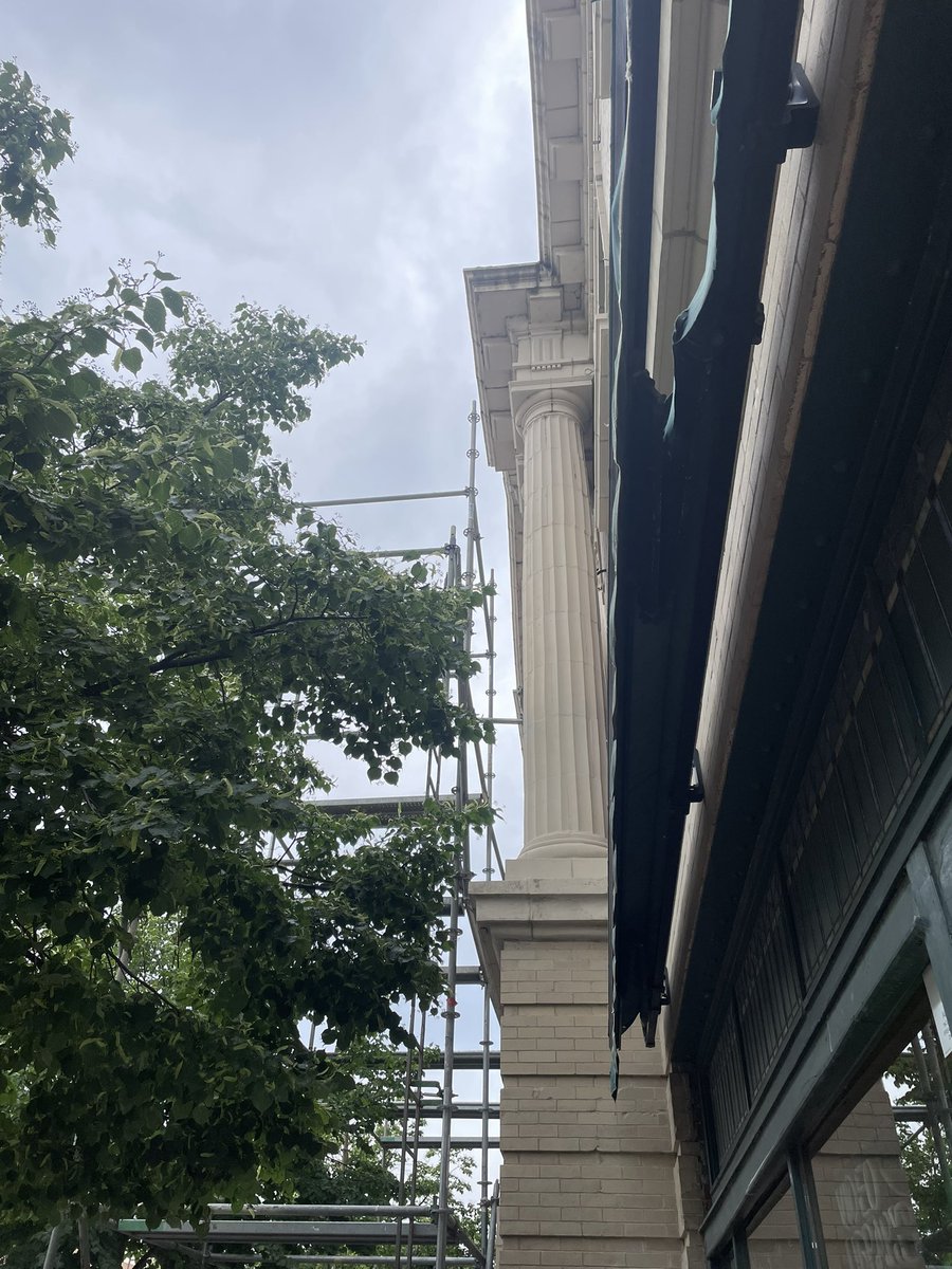 Getting some work done to the front of the building but we’re still open! Come watch a movie with us or rent one from the video library to survive the rainy day 🌧️ 📼